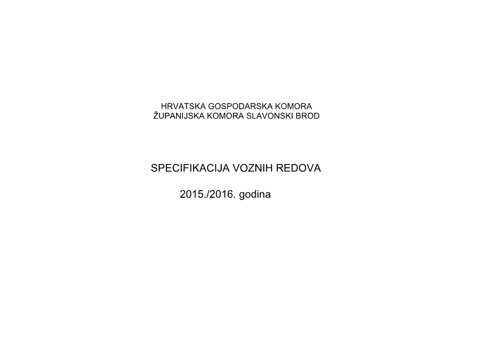Specifikacija Županijskih Voznih Redova 2015
