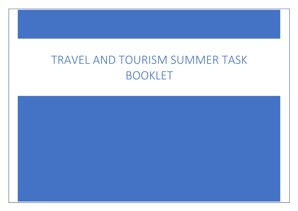 Travel and Tourism Summer Task Booklet