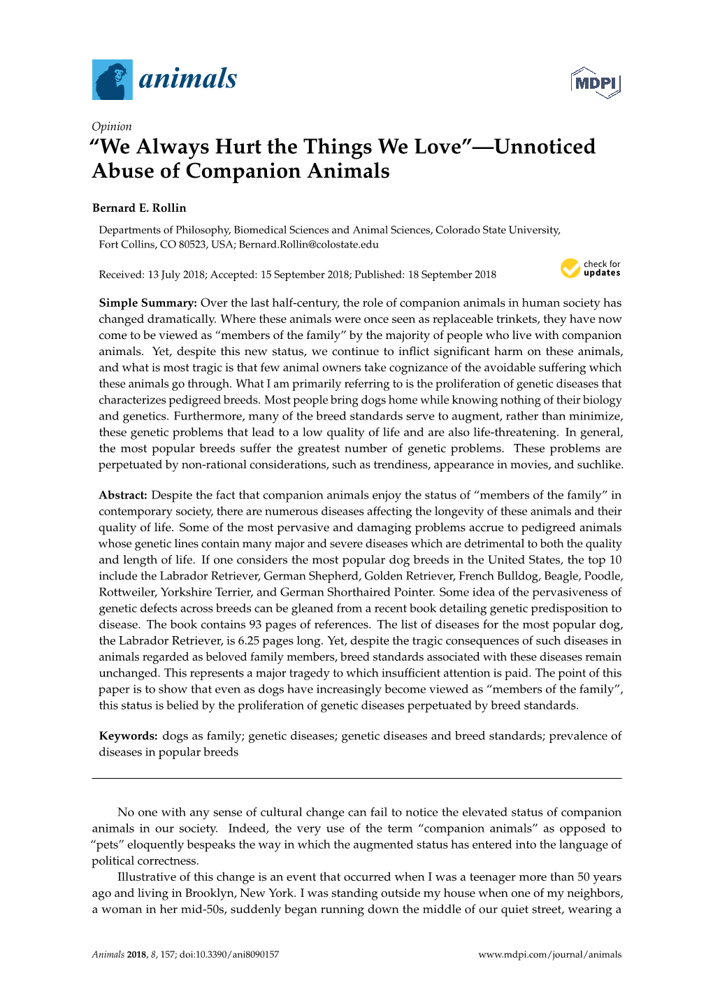 Unnoticed Abuse of Companion Animals