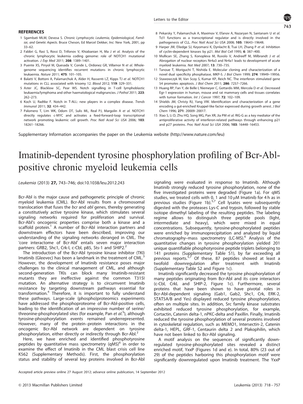 Imatinib-Dependent Tyrosine Phosphorylation Profiling of Bcr-Abl