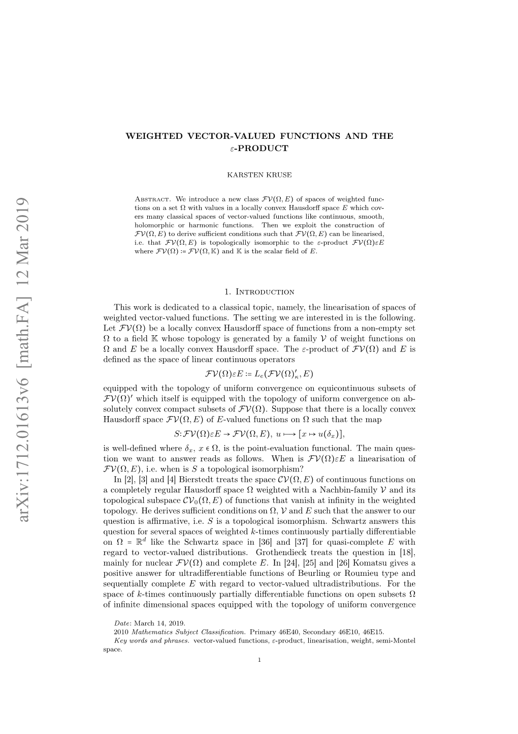 Arxiv:1712.01613V6 [Math.FA] 12 Mar 2019 Eadt Etrvle Itiuin.Gohnic Trea Grothendieck Nuclear for Distributions