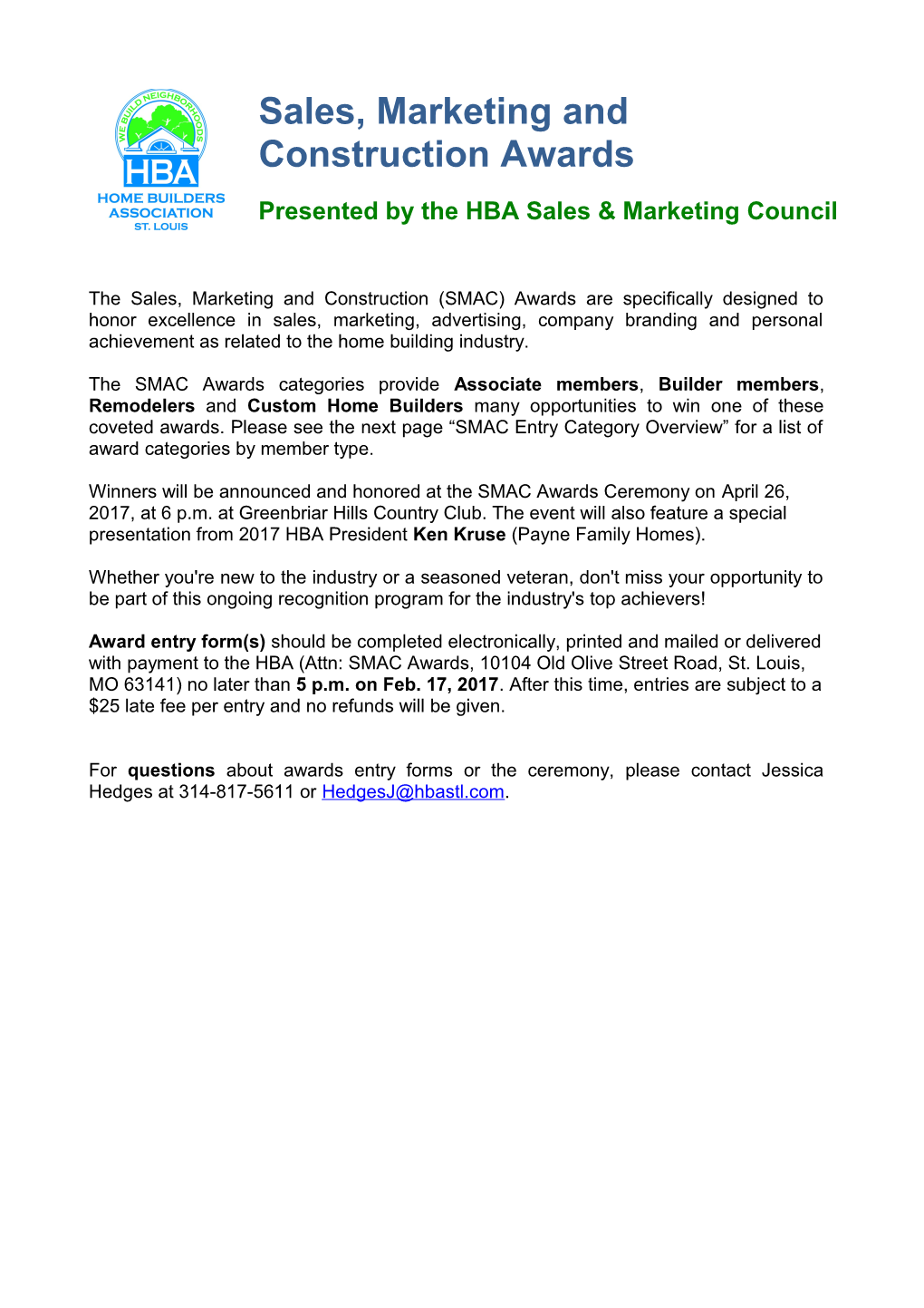 Presented by the HBA Sales & Marketing Council