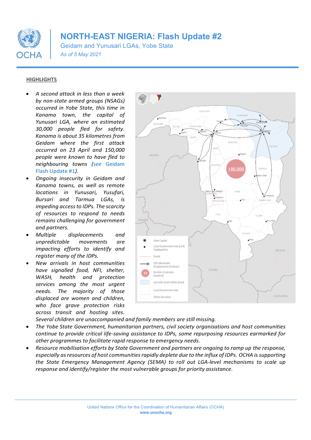 NORTH-EAST NIGERIA: Flash Update #2 Geidam and Yunusari Lgas, Yobe State As of 5 May 2021