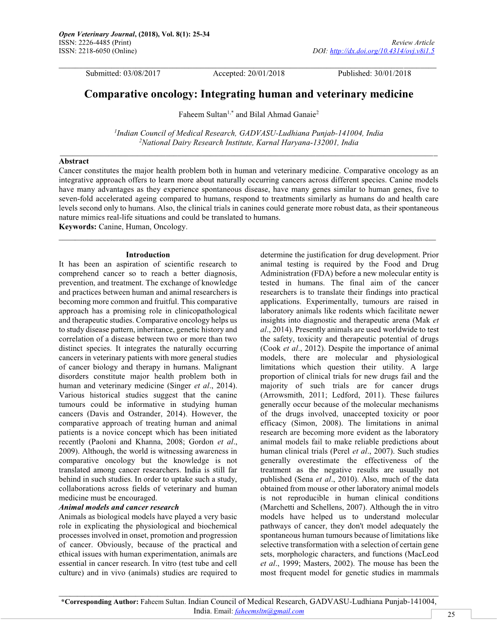 Comparative Oncology: Integrating Human and Veterinary Medicine