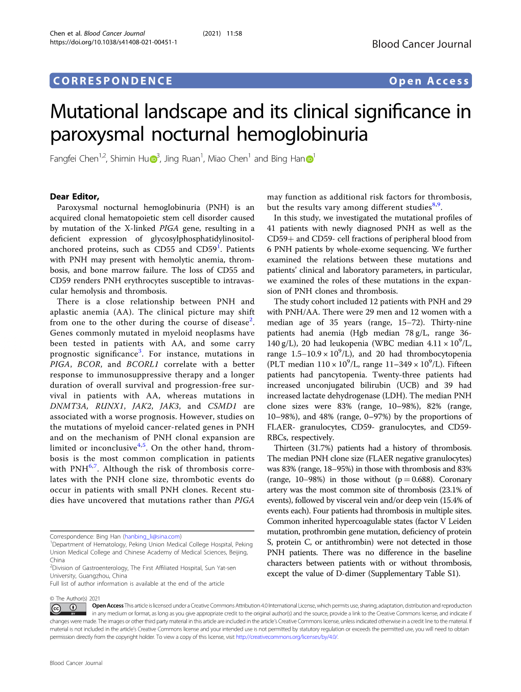 Mutational Landscape and Its Clinical Significance in Paroxysmal
