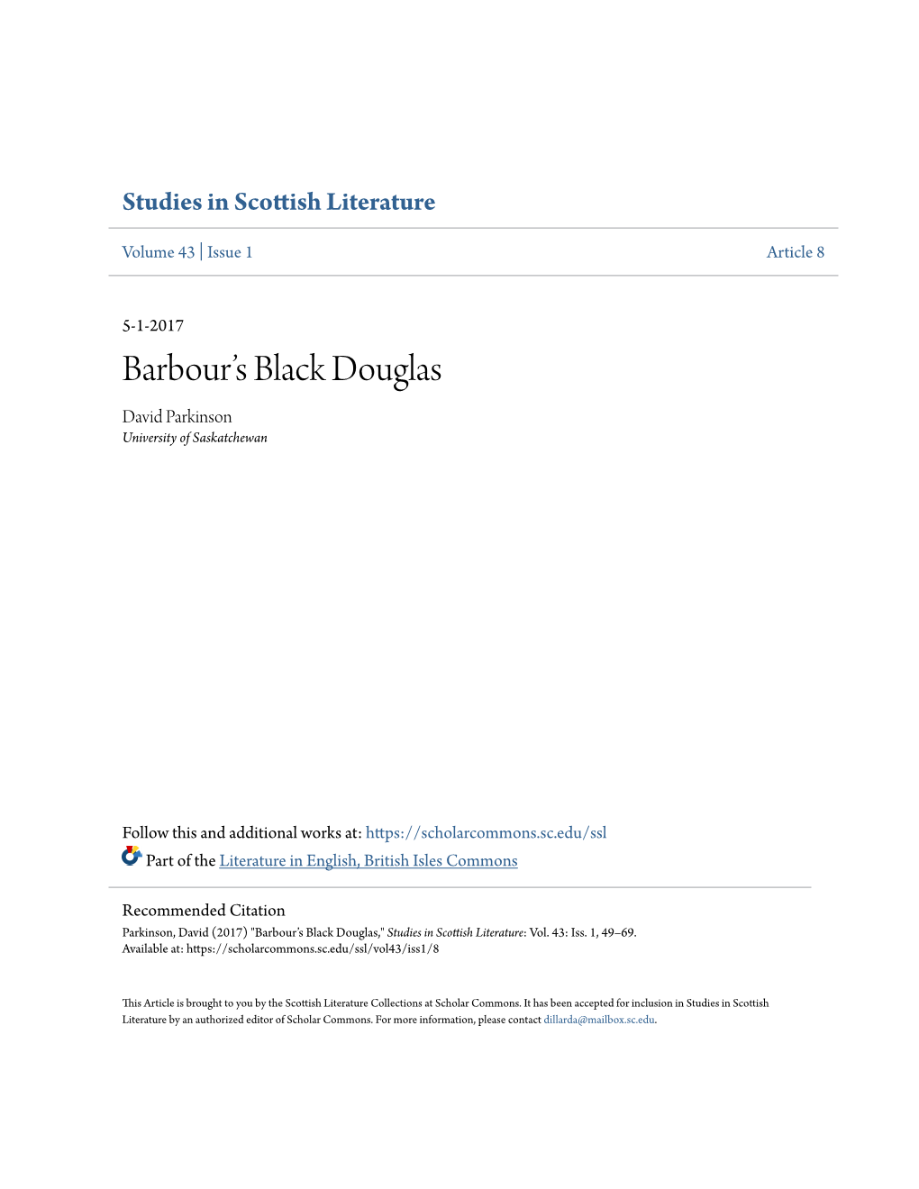 Barbour's Black Douglas