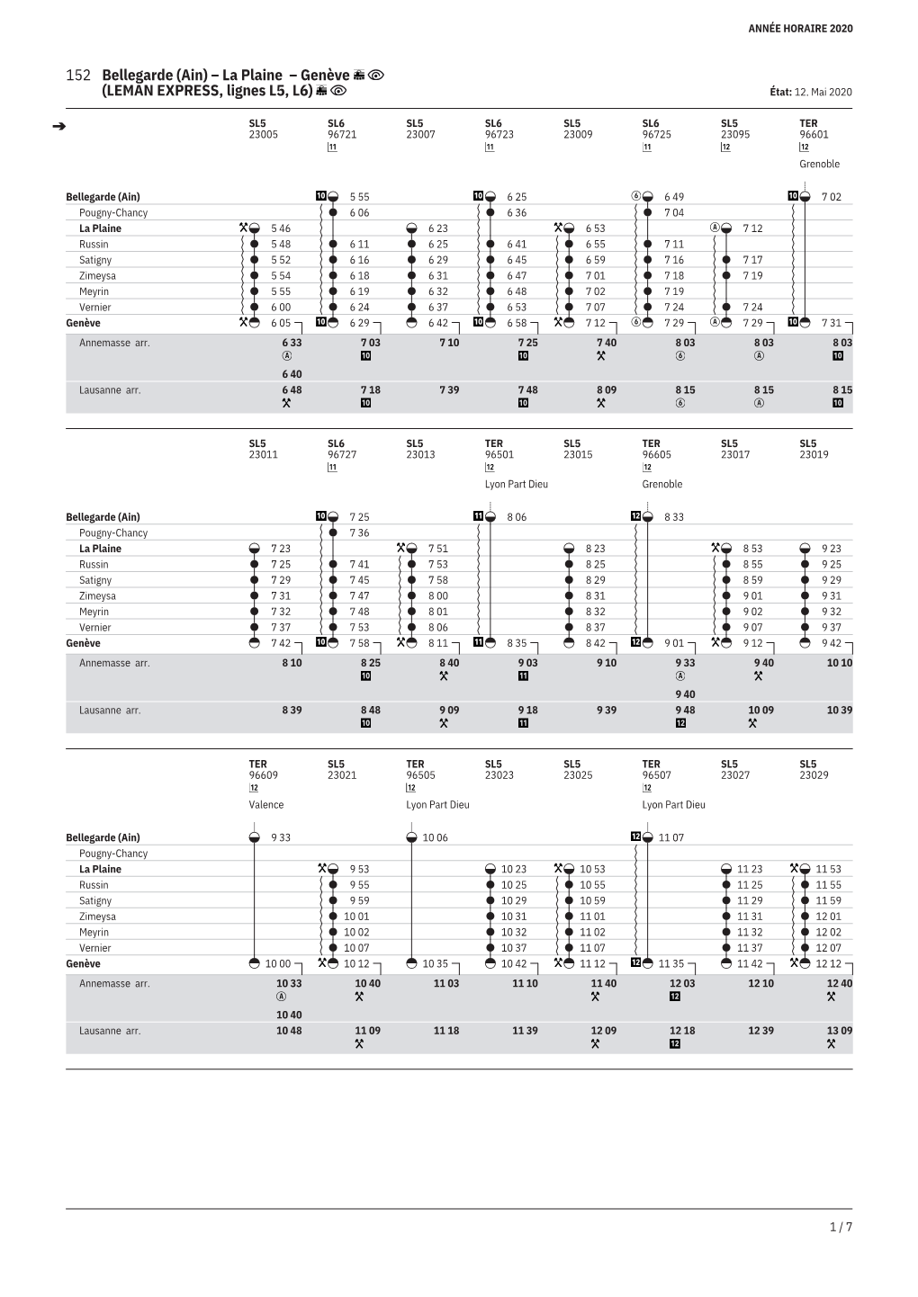 152 Bellegarde (Ain) – La Plaine – Genève (LEMAN EXPRESS, Lignes L5, L6) État: 12