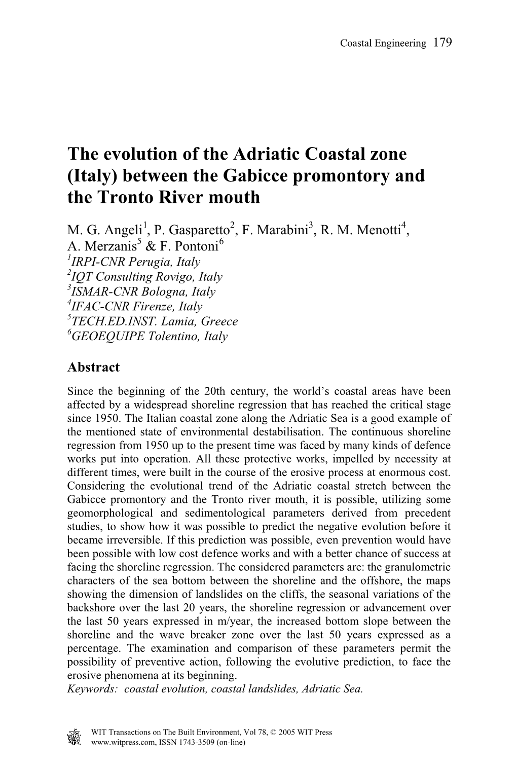 The Evolution of the Adriatic Coastal Zone (Italy) Between the Gabicce Promontory and the Tronto River Mouth