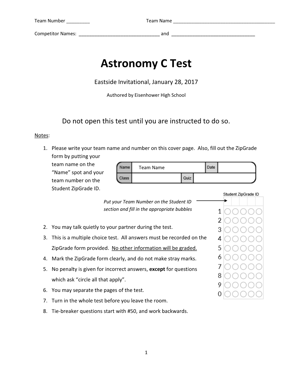 Astronomy C Test