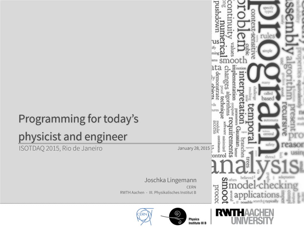 Programming for Today's Physicist and Engineer