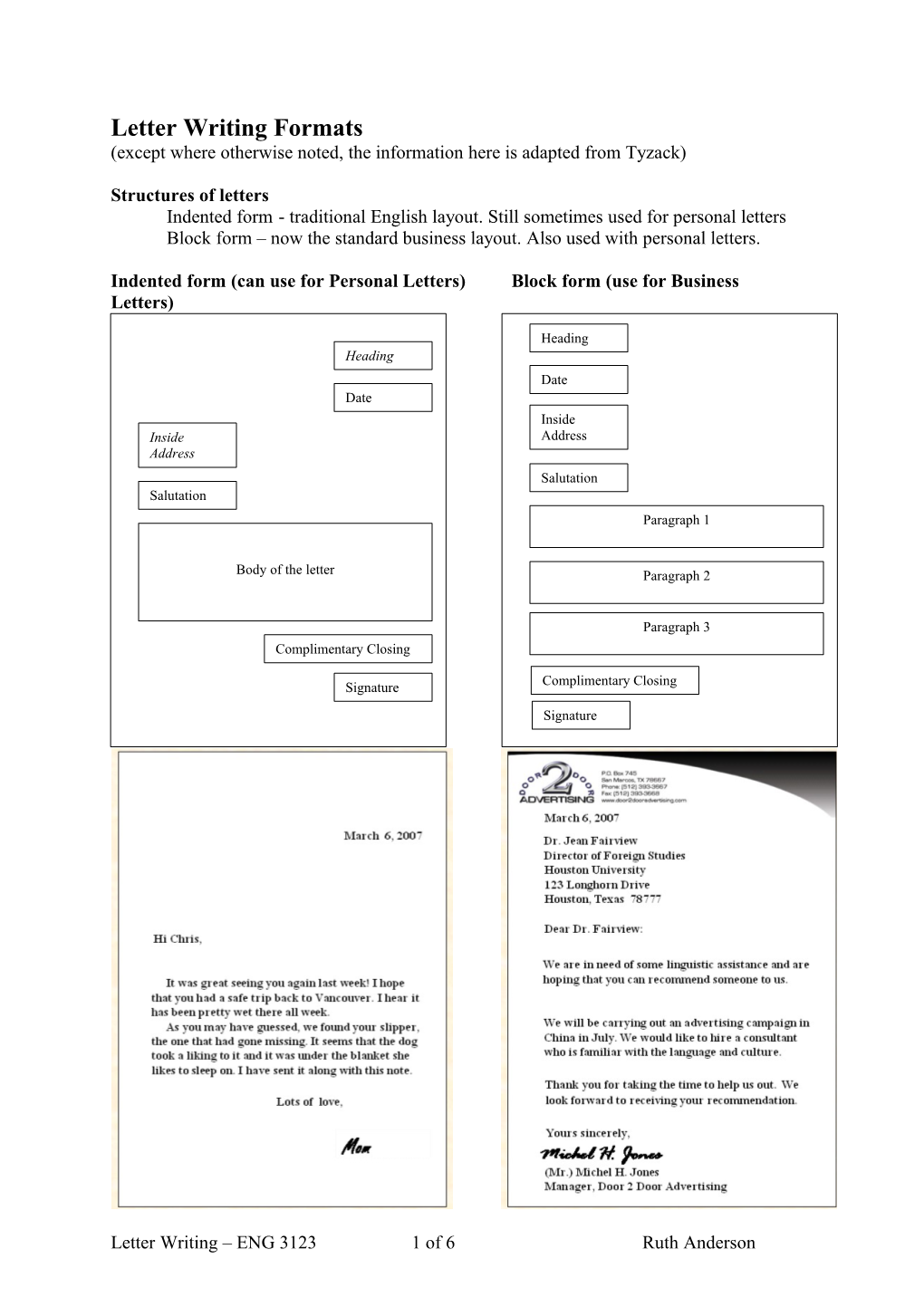 Letter Writing Formats