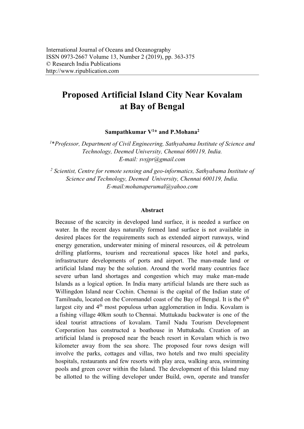 Proposed Artificial Island City Near Kovalam at Bay of Bengal