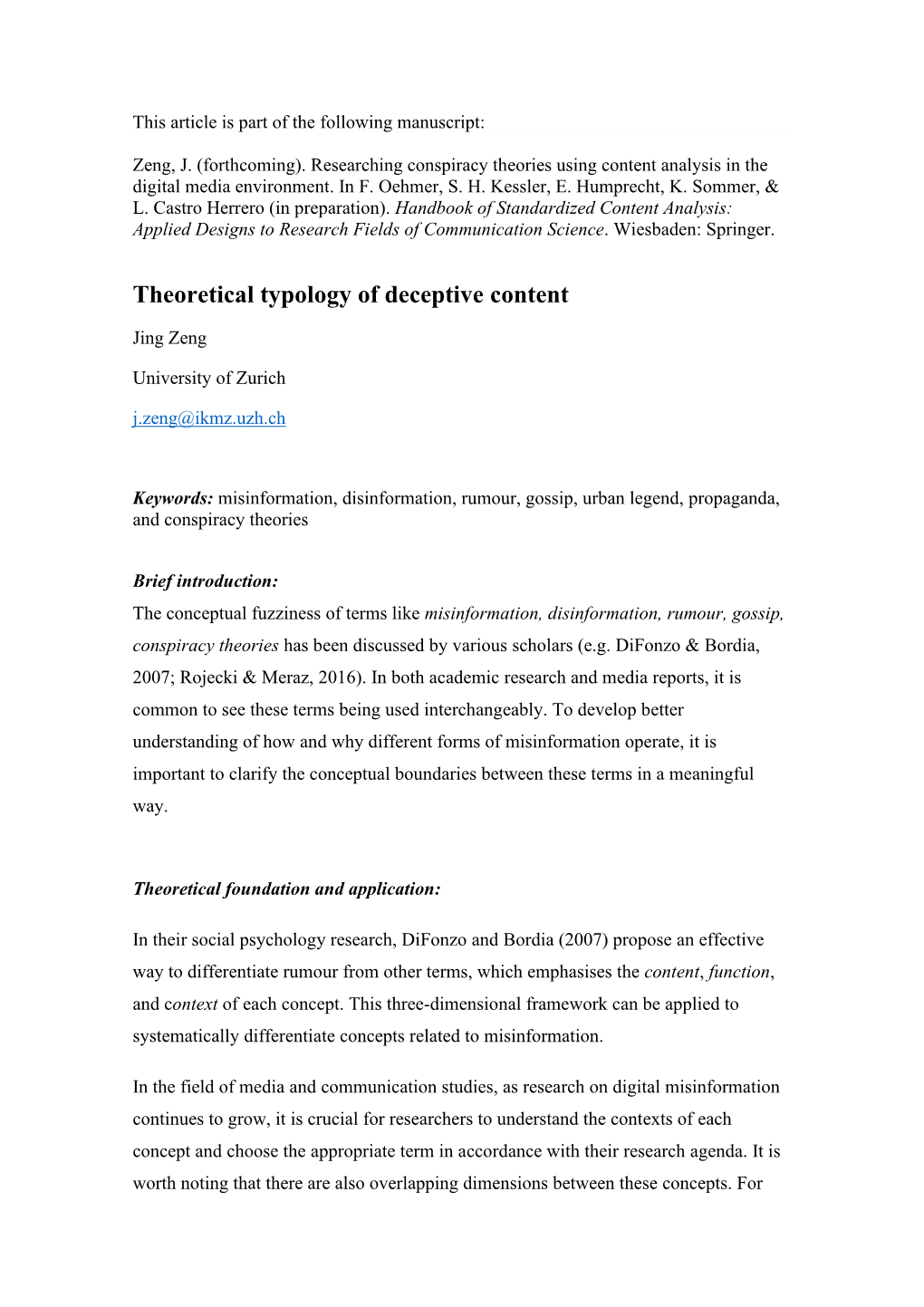 Theoretical Typology of Deceptive Content