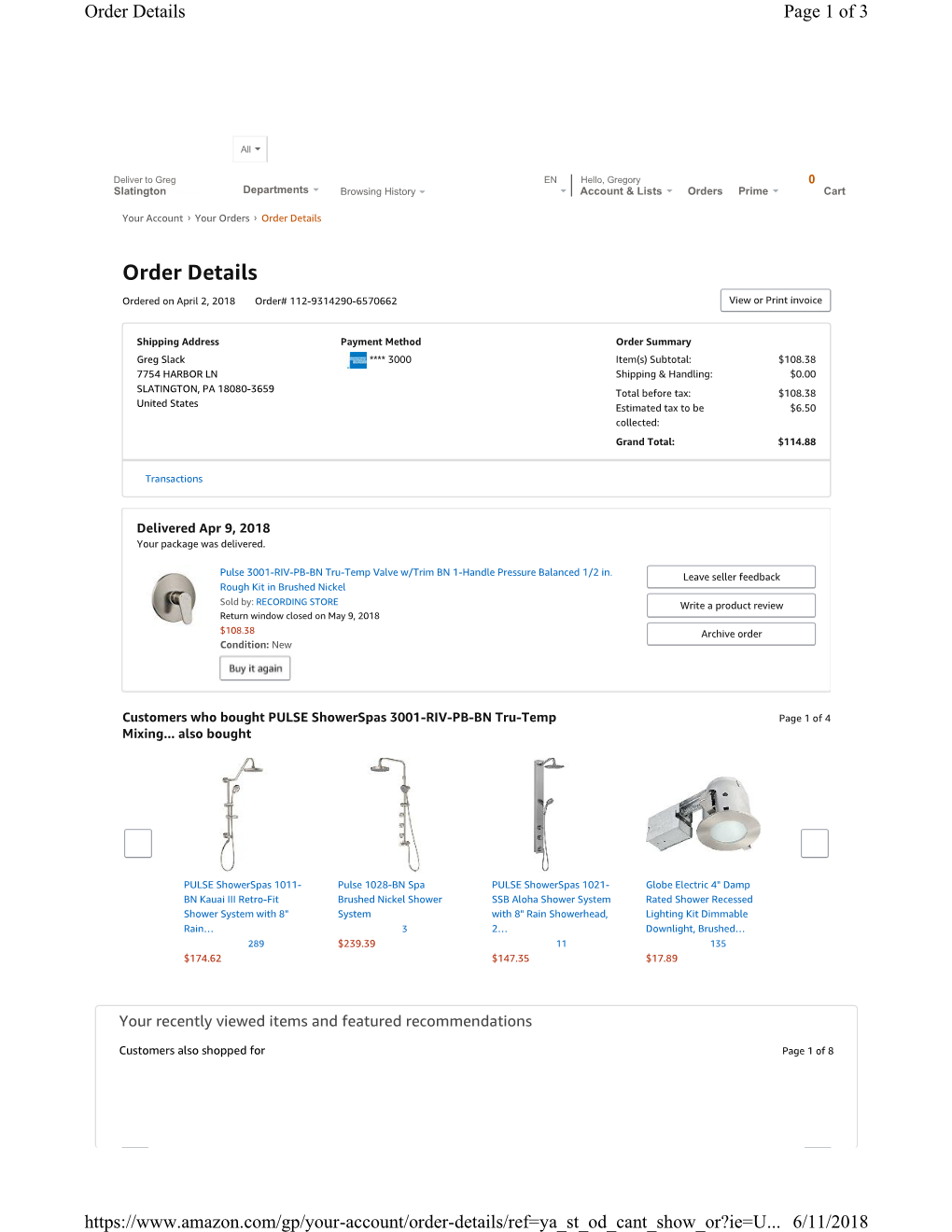 Order Details Page 1 of 3