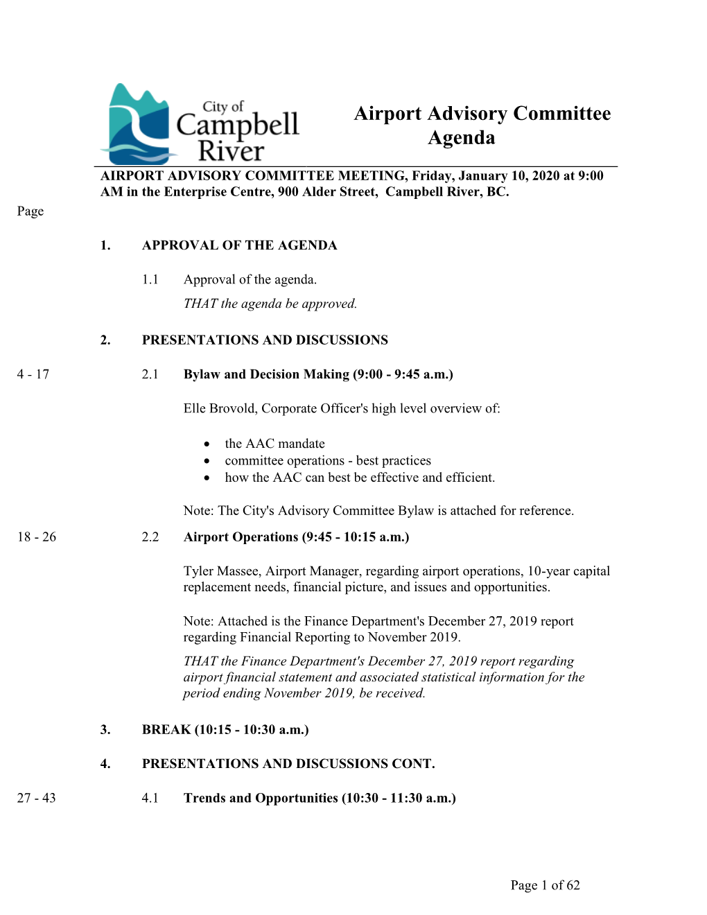 Jan 10-20 Airport Advisory Committee