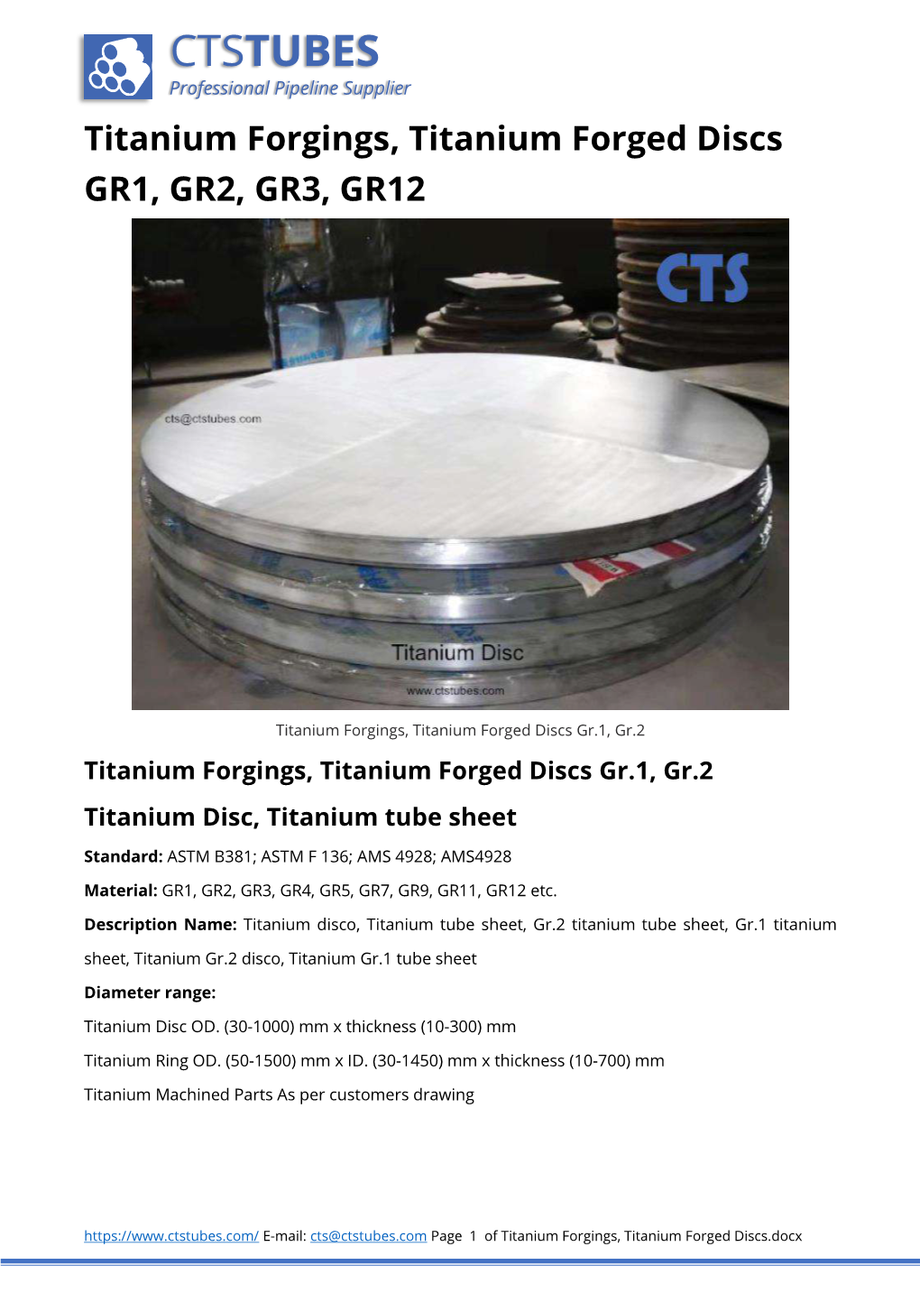Titanium Tube Sheet