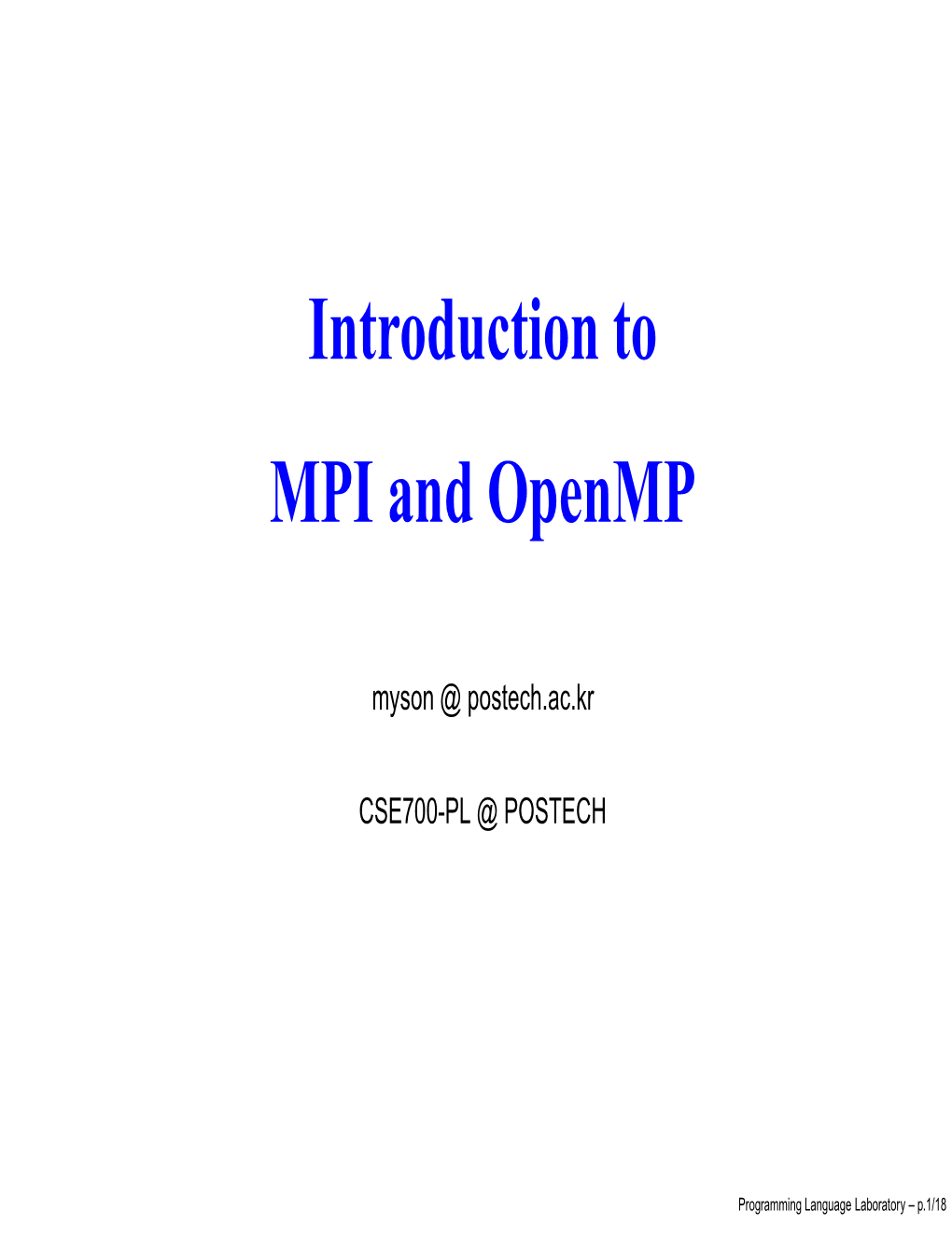 Introduction to MPI and Openmp