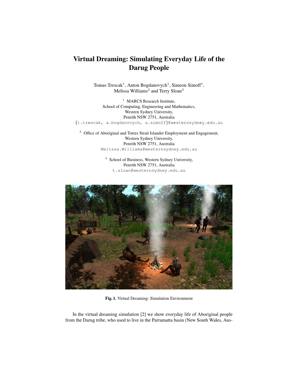 Virtual Dreaming: Simulating Everyday Life of the Darug People