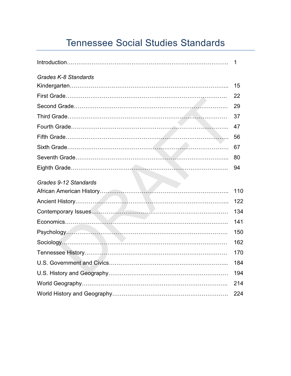 Tennessee Social Studies Standards