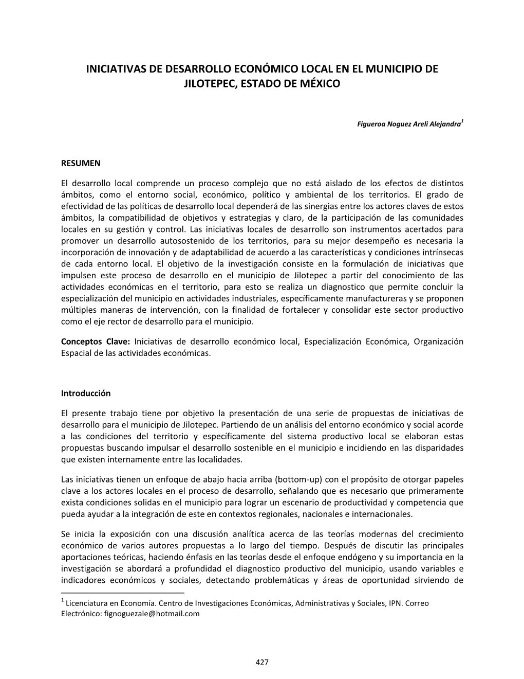 Iniciativas De Desarrollo Económico Local En El Municipio De Jilotepec, Estado De México