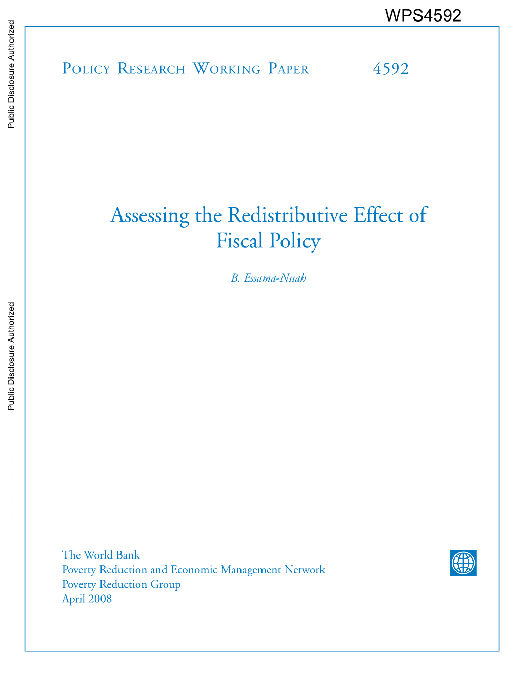 Assessing the Redistributive Effect of Fiscal Policy