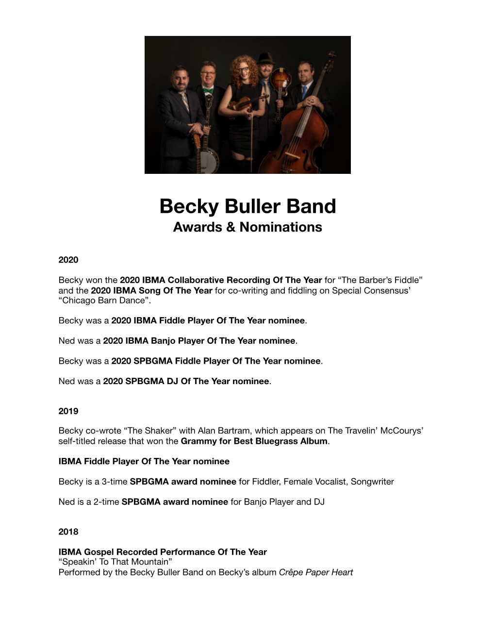 2020 Becky Buller Band