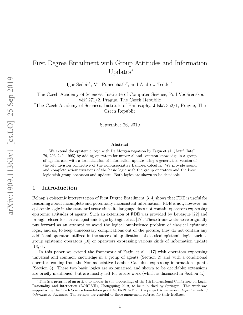 First Degree Entailment with Group Attitudes and Information Updates