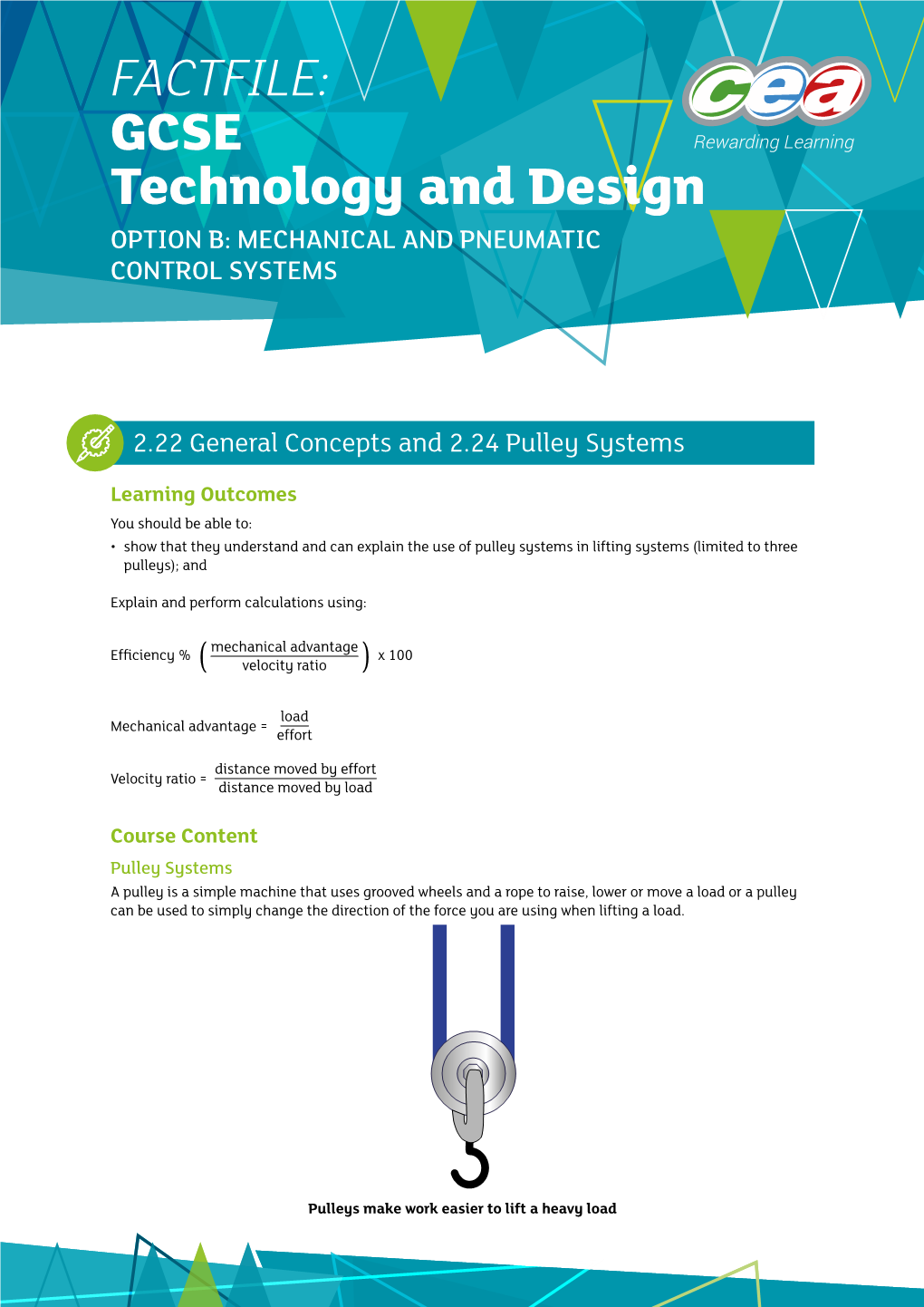 FACTFILE: GCSE Technology and Design OPTION B: MECHANICAL and PNEUMATIC CONTROL SYSTEMS