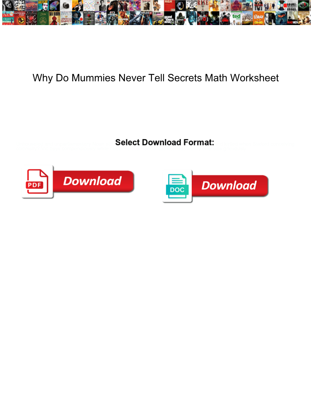 Why Do Mummies Never Tell Secrets Math Worksheet