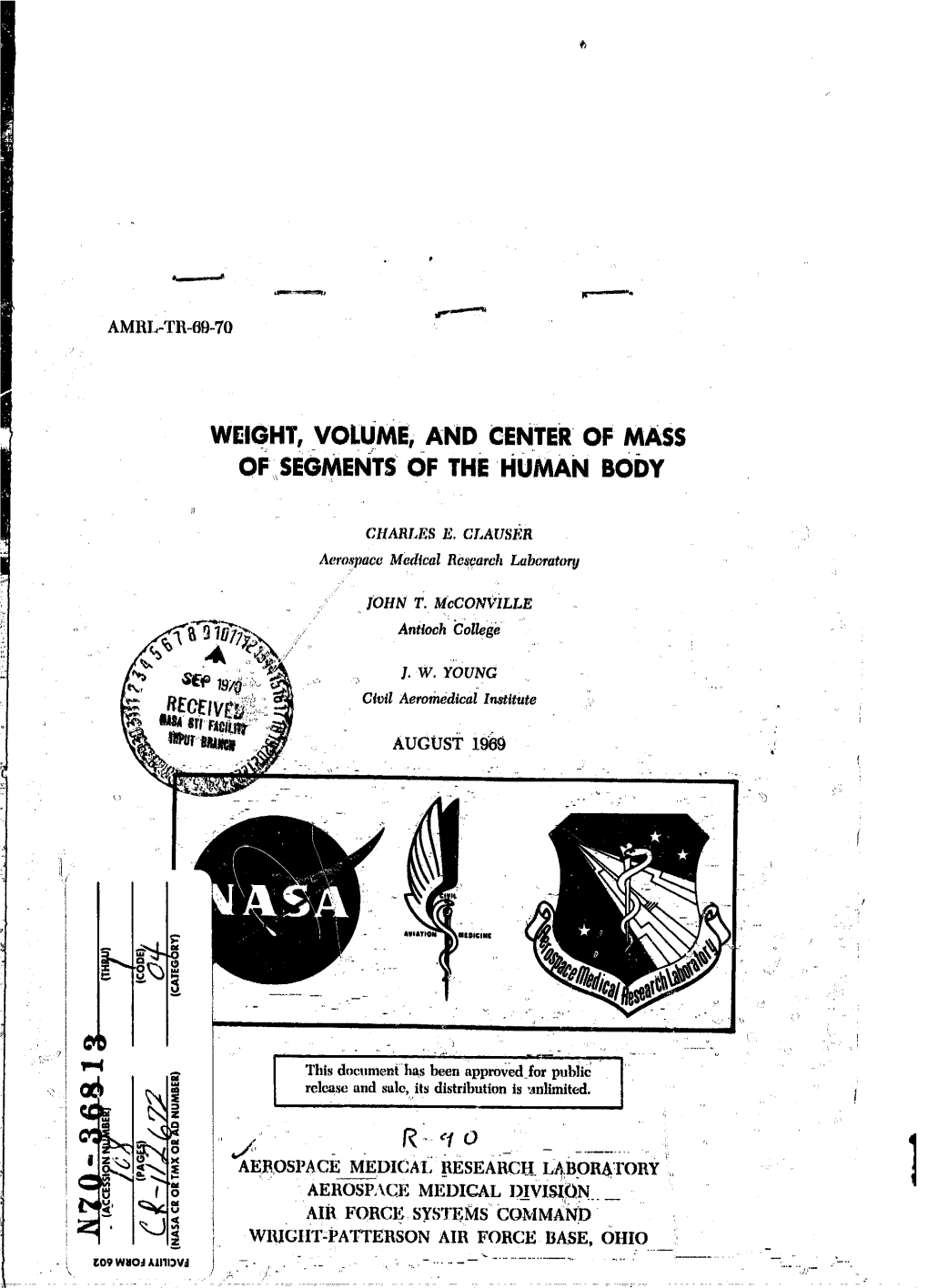 WEIGHT, Volumei and CENTER:OF MASS OF:Segmentsof the HUN N BODY