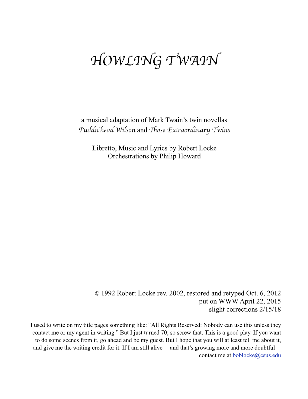 Howling Twain Acts I & 2 Copy