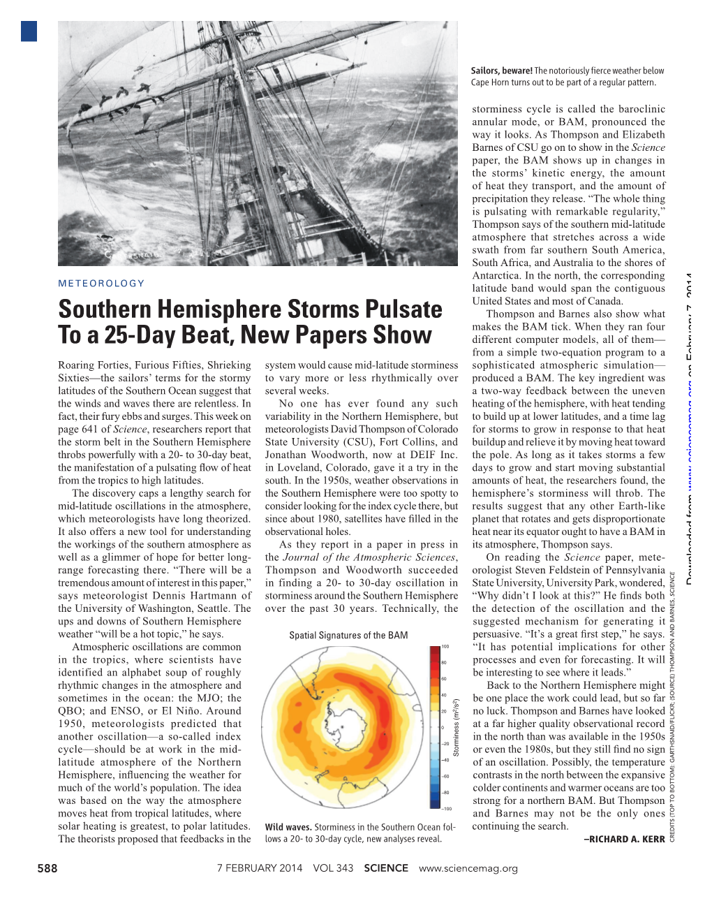 Southern Hemisphere Storms Pulsate to a 25-Day Beat, New Papers Show