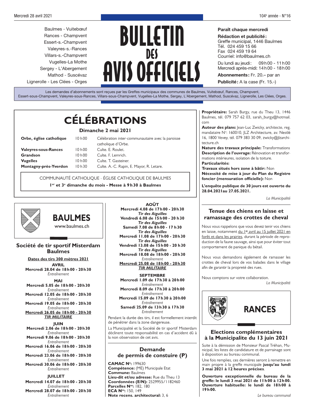 Bulletin Avis Officiels