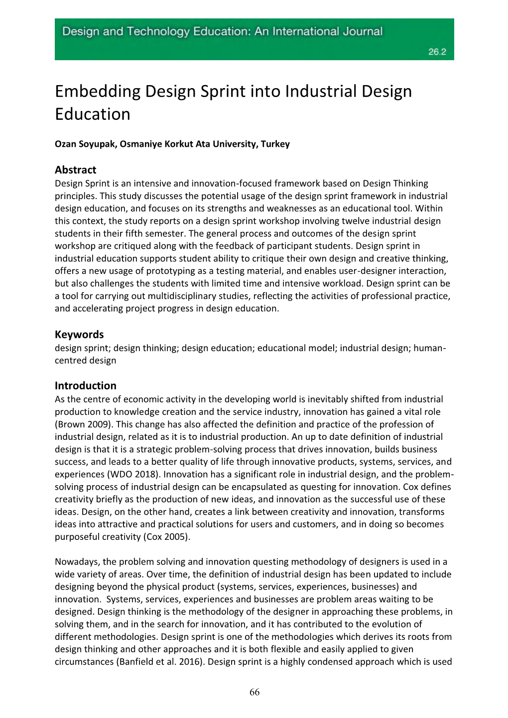 Embedding Design Sprint Into Industrial Design Education