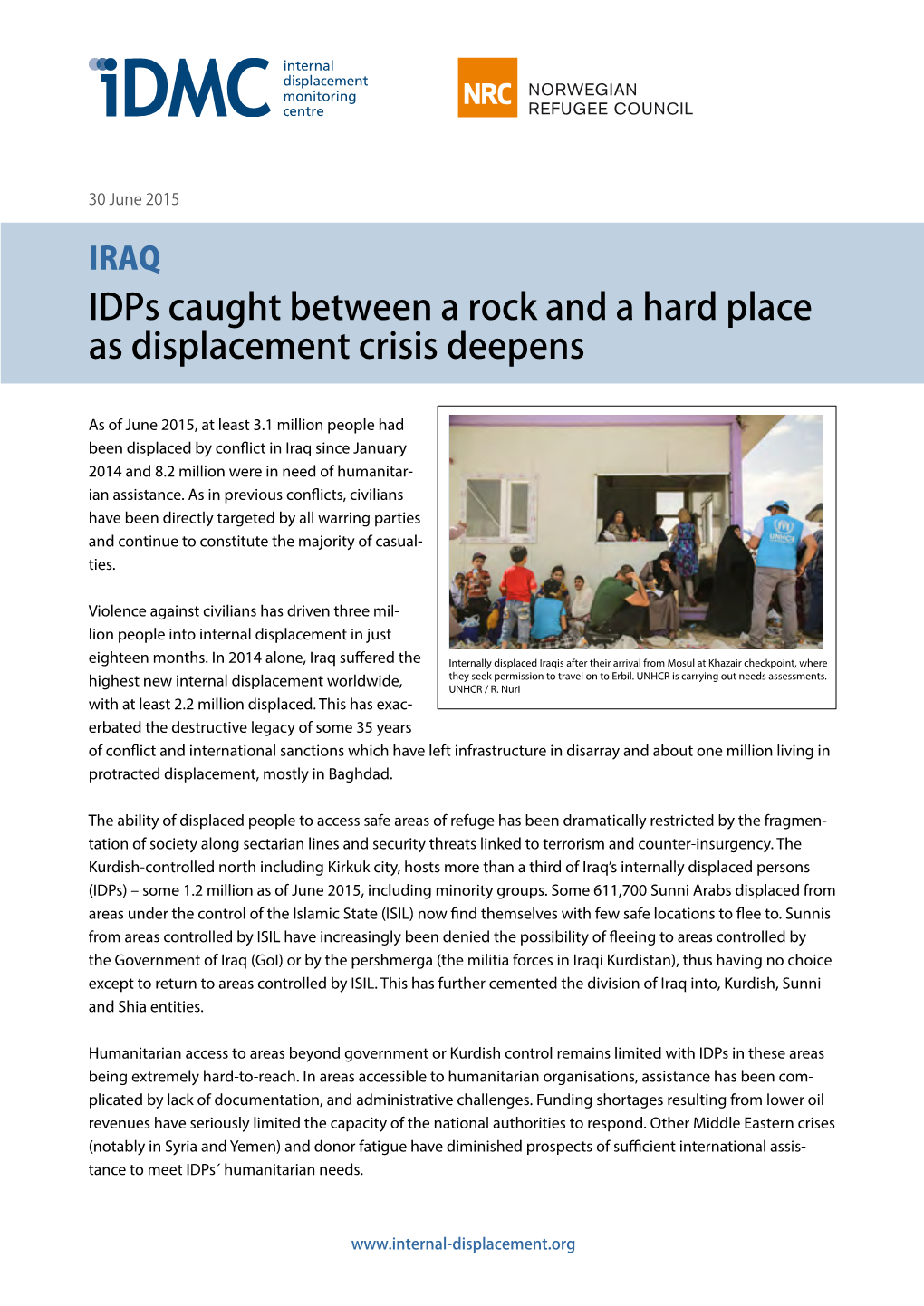 IRAQ Idps Caught Between a Rock and a Hard Place As Displacement Crisis Deepens