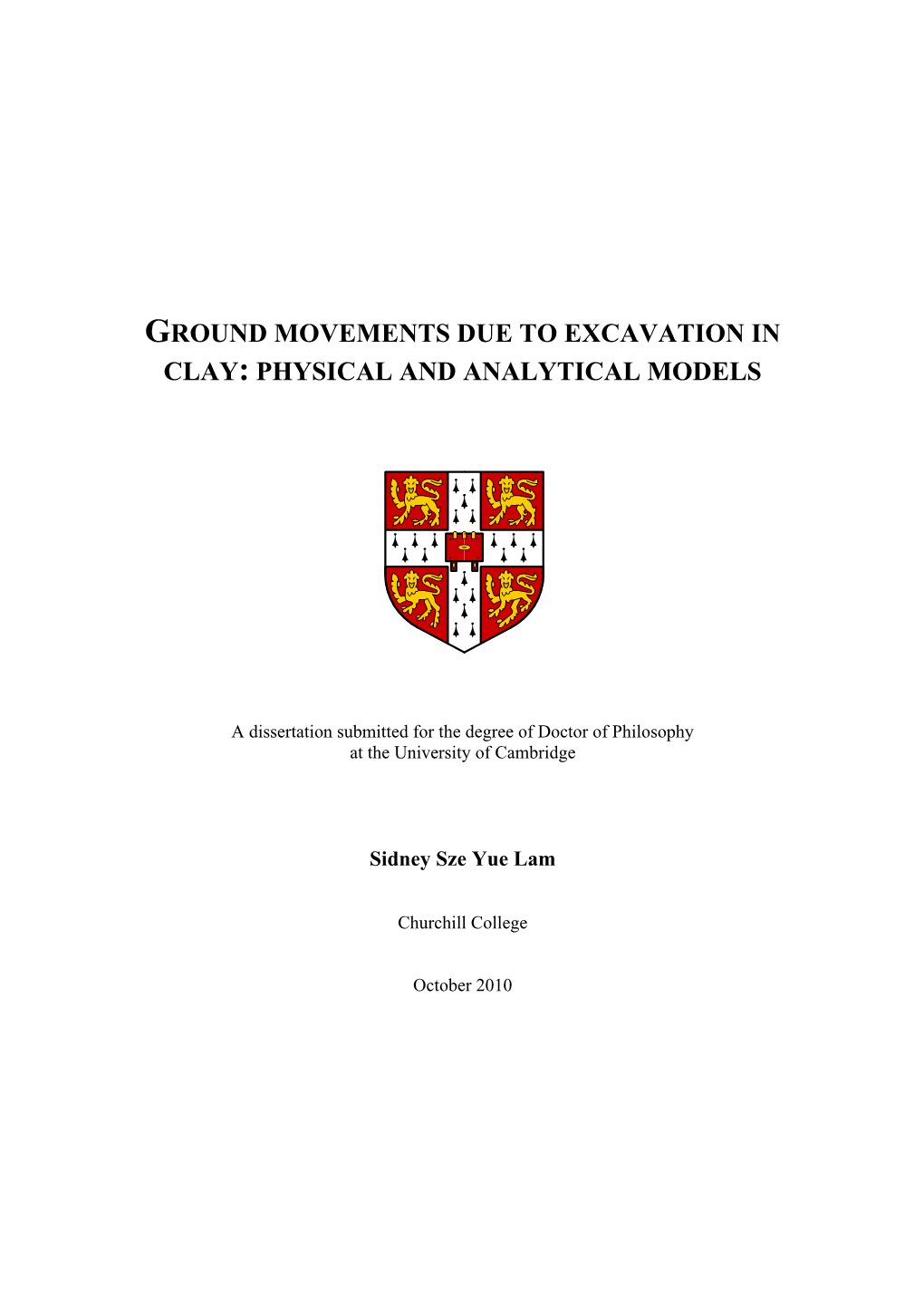 Ground Movements Due to Excavation in Clay: Physical and Analytical Models