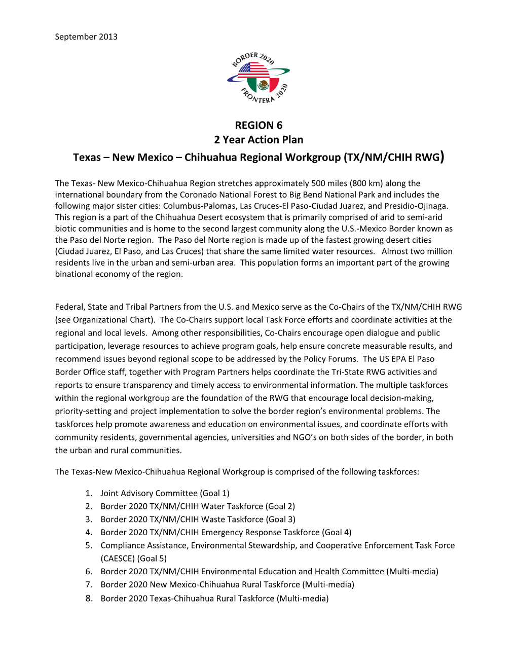 New Mexico – Chihuahua Regional Workgroup (TX/NM/CHIH RWG)