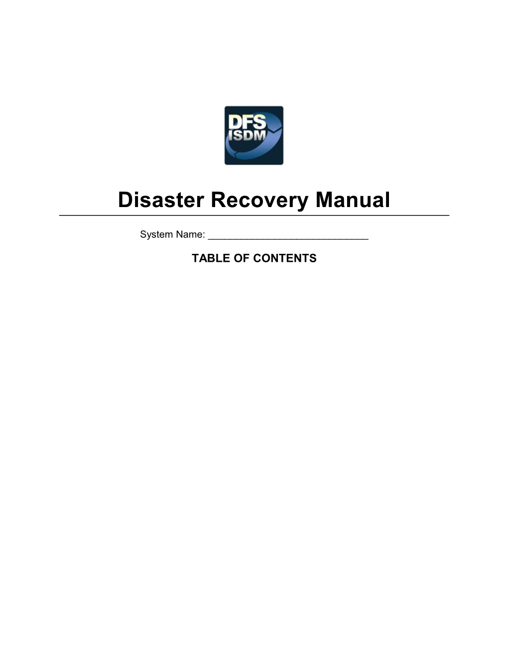 Disaster Recovery Manual