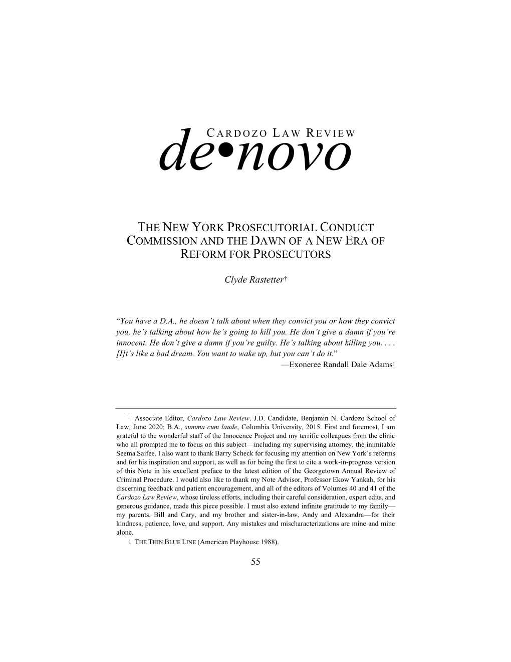 The New York Prosecutorial Conduct Commission and the Dawn of a New Era of Reform for Prosecutors