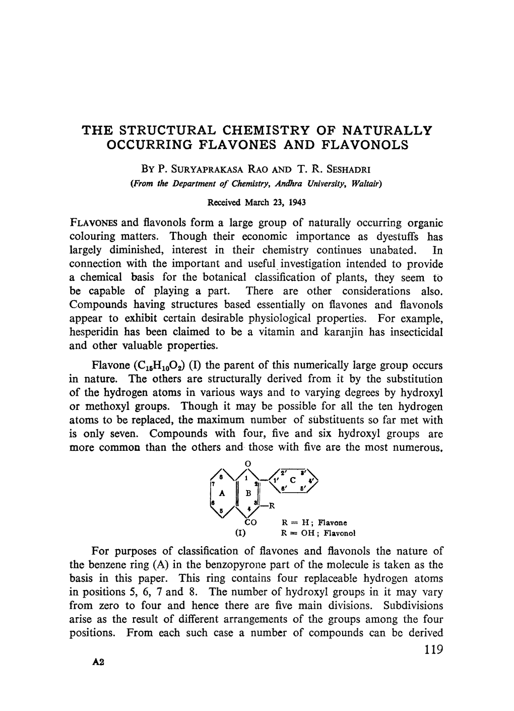 The Structural Chemistry of Naturally Occurring Flavones and Flavonols