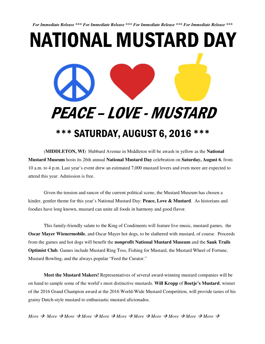 2016 National Mustard Day Press Release