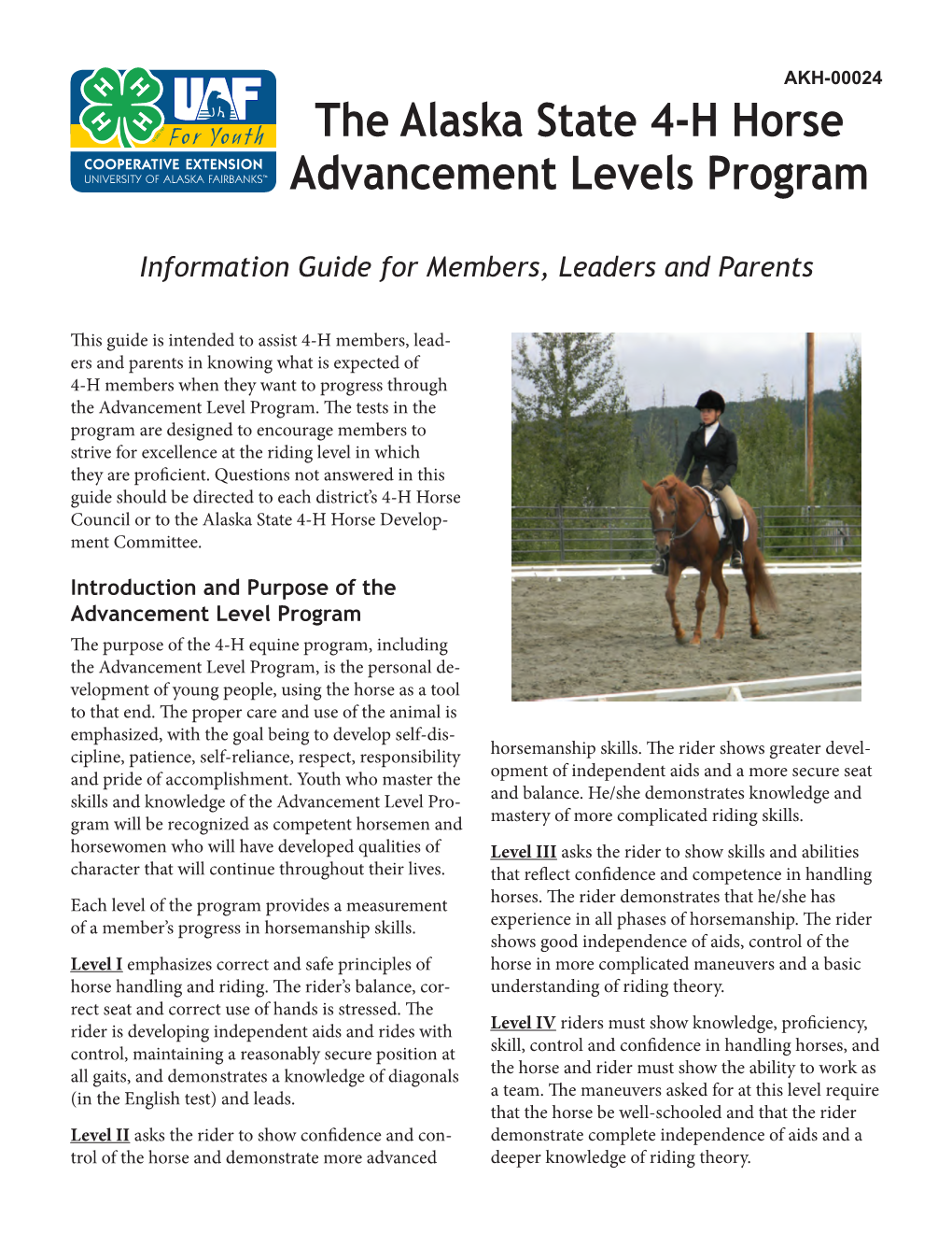 The Alaska State 4-H Horse Advancement Levels Program