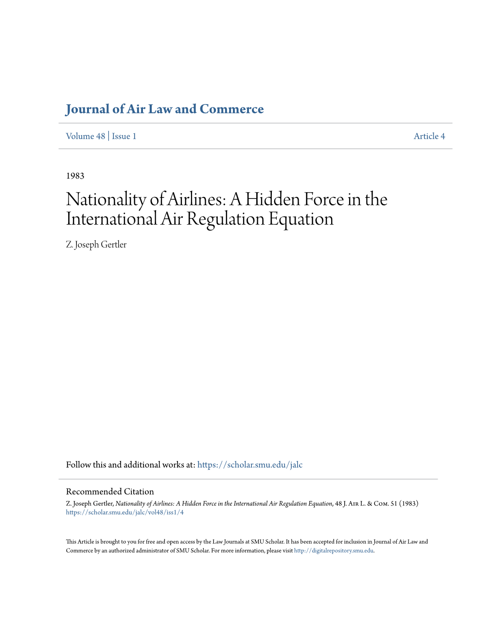 Nationality of Airlines: a Hidden Force in the International Air Regulation Equation Z