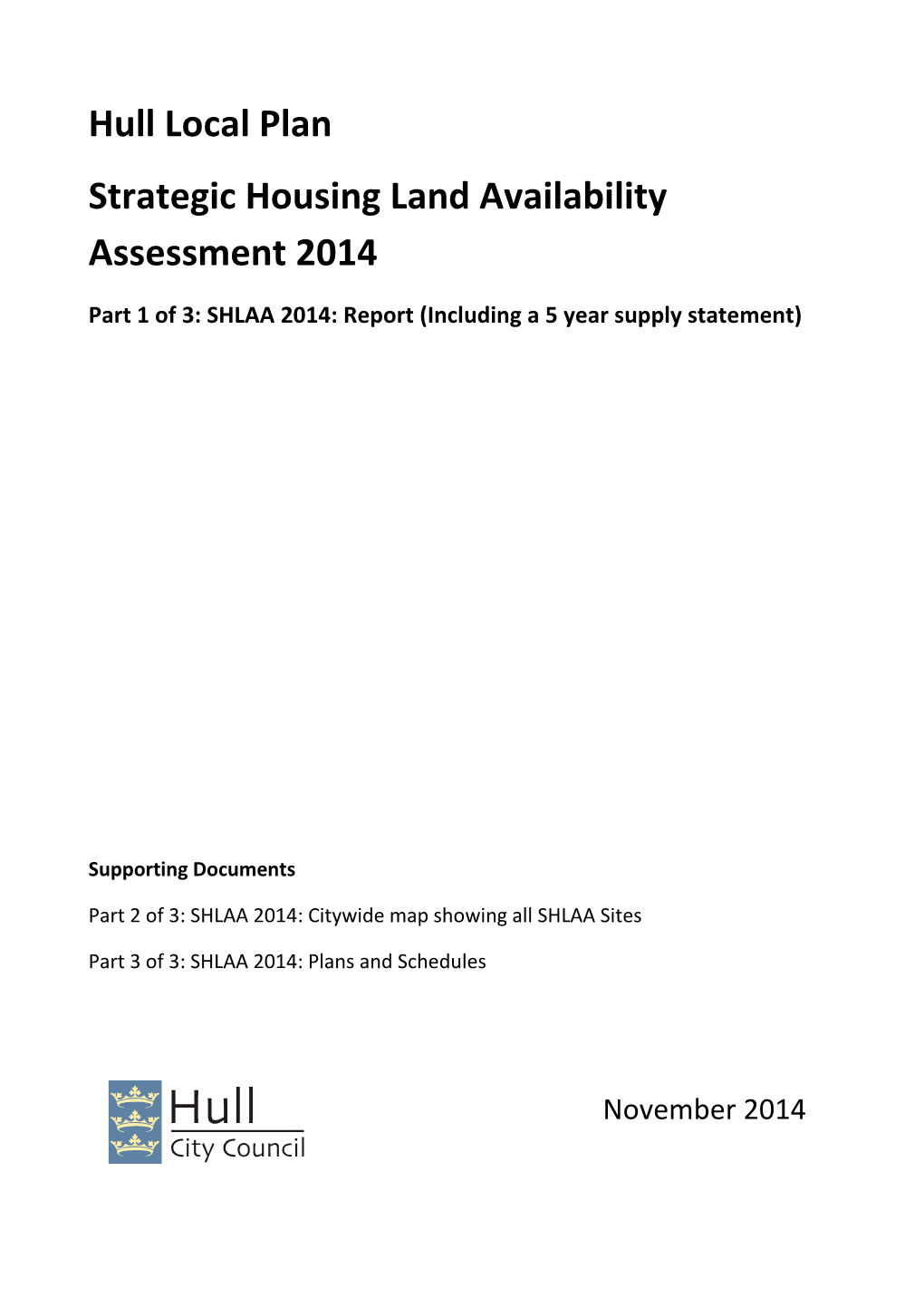 Hull Local Plan Strategic Housing Land Availability Assessment 2014