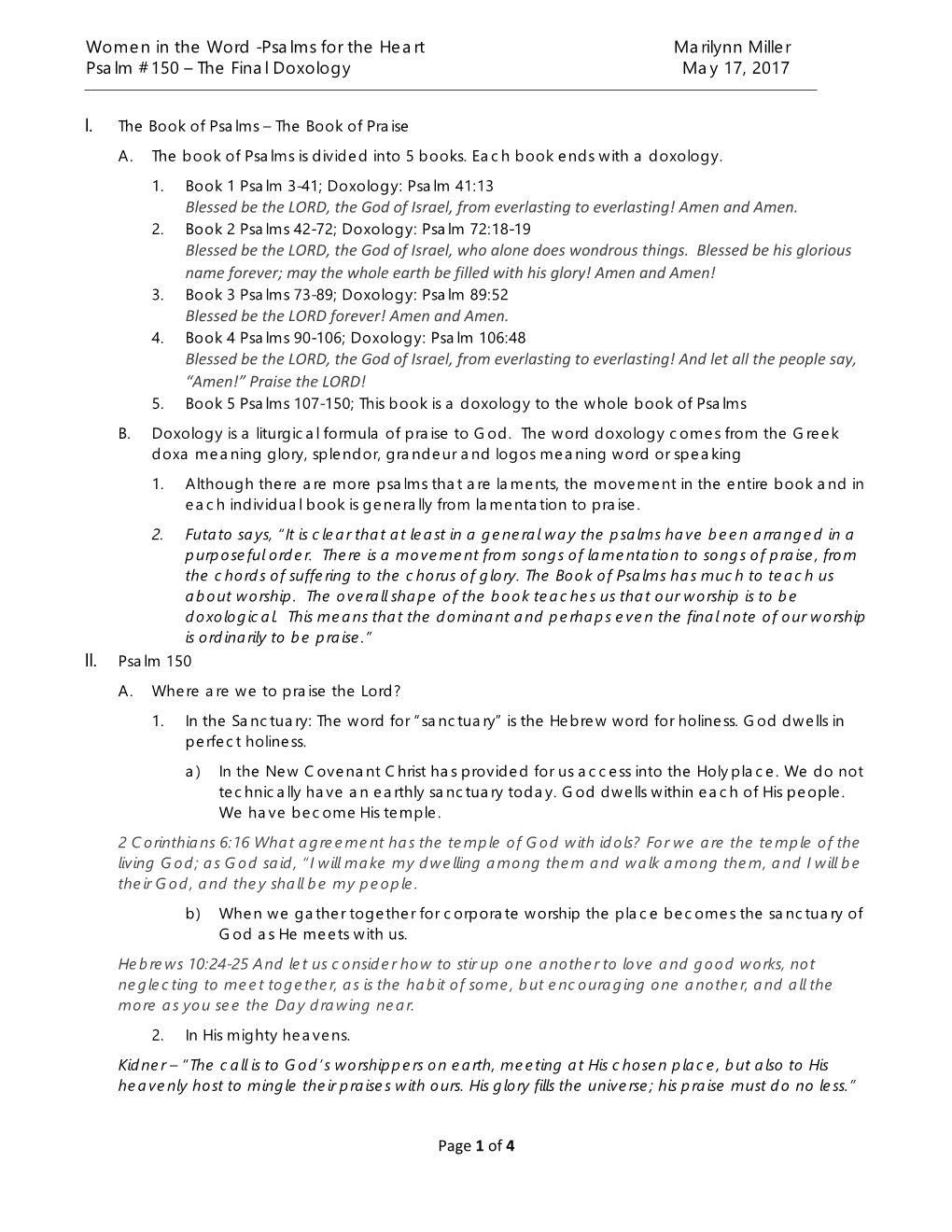 The Final Doxology May 17, 2017 Page 1 of 4