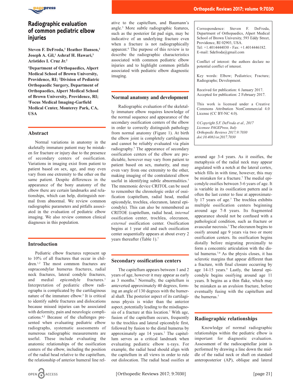 Radiographic Evaluation of Common Pediatric Elbow Injuries