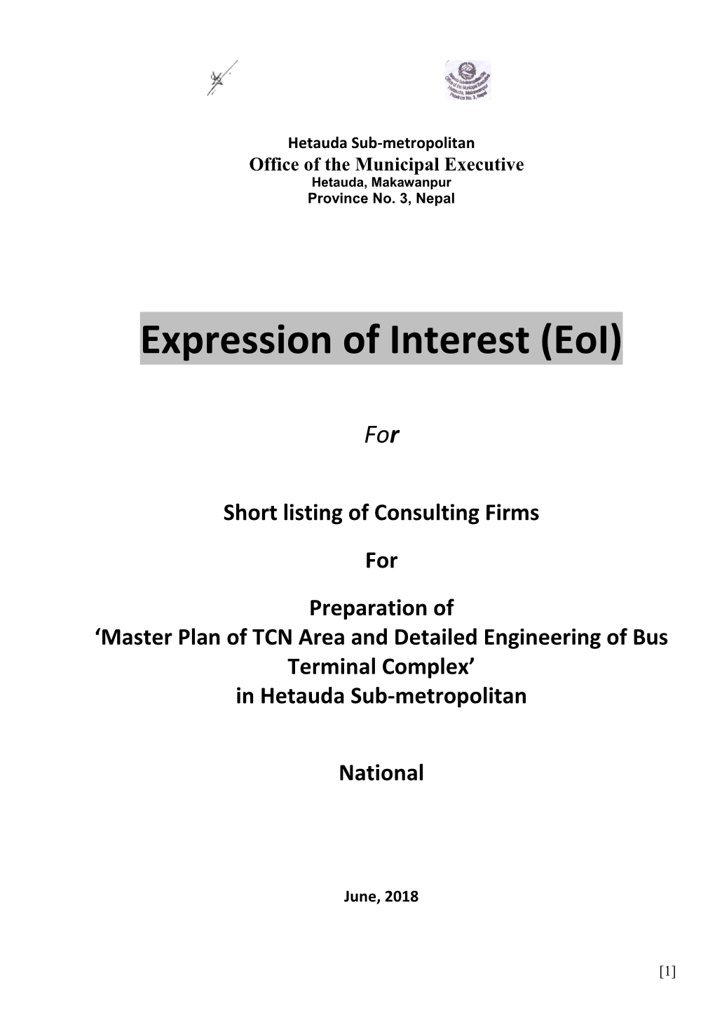 Eoi Hetauda Bus Terminal Complex.Pdf