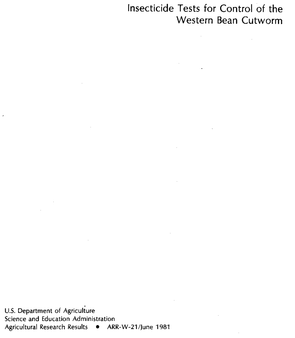 Insecticide Tests for Control of the Western Bean Cutworm