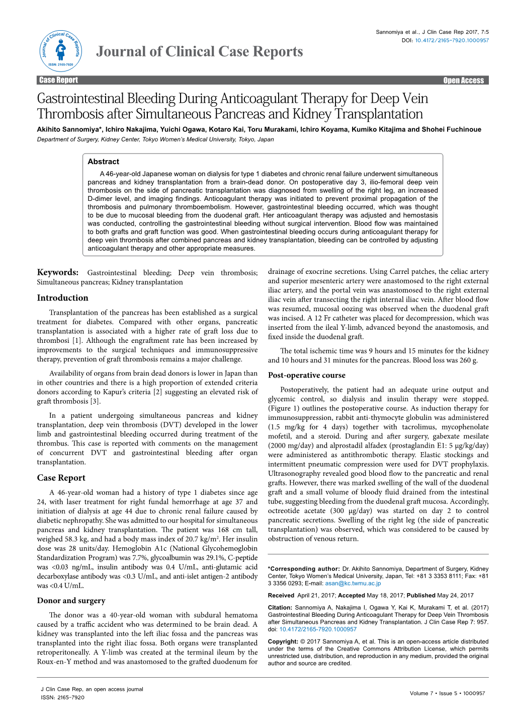 Gastrointestinal Bleeding During Anticoagulant Therapy for Deep