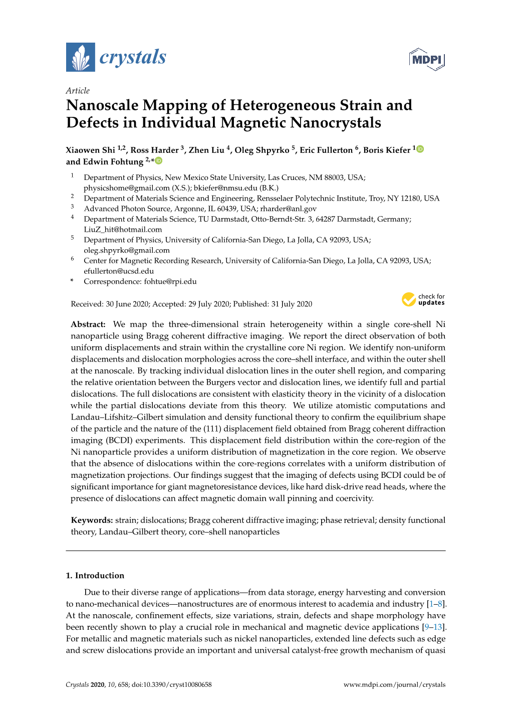 Nanoscale Mapping of Heterogeneous Strain and Defects in Individual Magnetic Nanocrystals